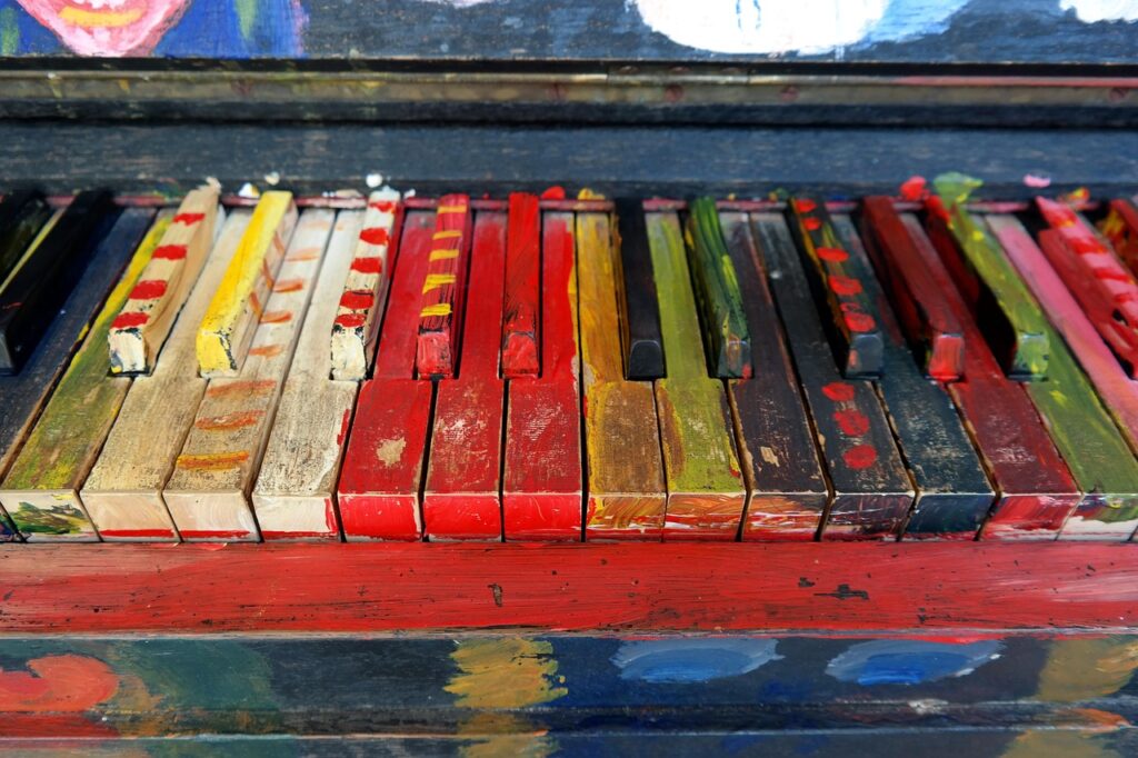 piano, musical instrument, piano keyboard, keys, instrument, music, piano keys, play piano, to dye, coloured, multicoloured, painted, to paint, piano, piano, piano, piano, piano